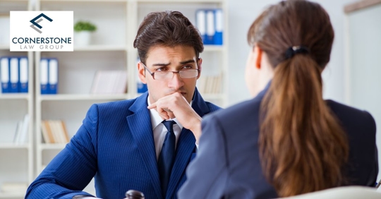 lawyer talking to client